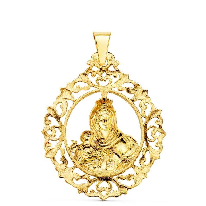 Medalla Oro Amarillo Virgen Del Carmen Orla Filigrana 37X30 Mm oro 18k