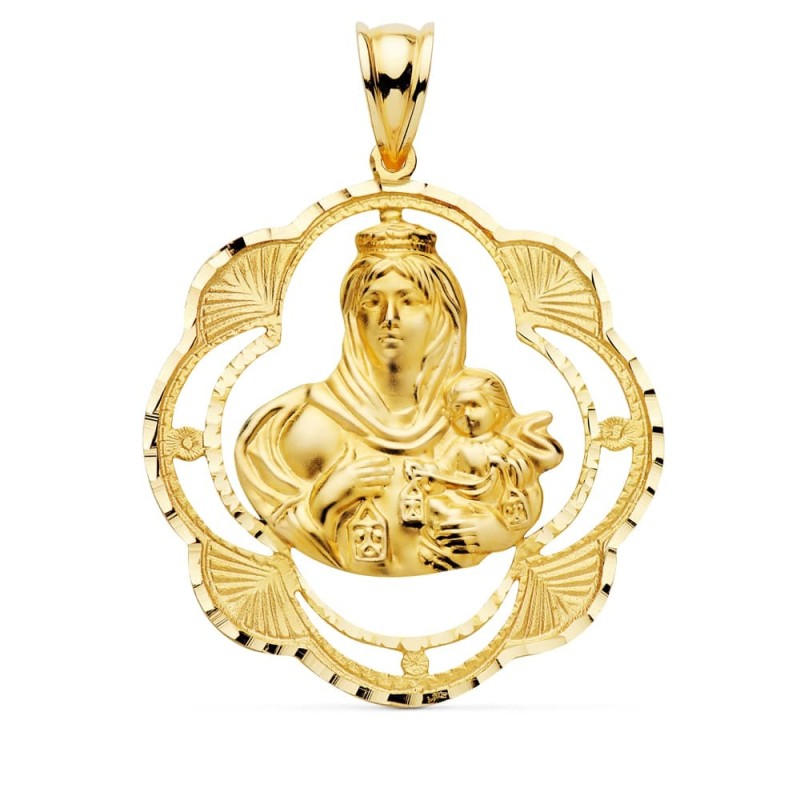 Medalla Oro Amarillo Virgen Del Carmen Pandereta 32X28 Mm oro 18k