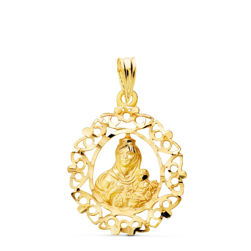 Medalla Oro Amarillo Virgen Del Carmen Orla Tallada 25 X 20 Mm oro 18k