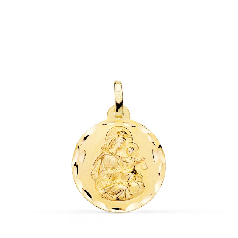 Medalla Oro Amarillo Virgen Del Carmen Tallada 18 Mm oro 18k