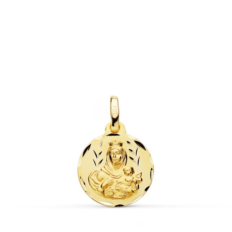 Medalla Oro Amarillo Tallada Virgen Del Carmen 14 Mm oro 18k