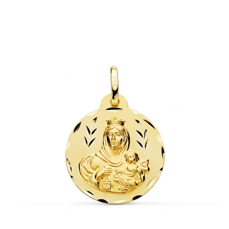 Medalla Oro Amarillo Tallada Virgen Del Carmen 20 Mm oro 18k