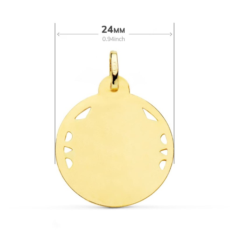 Medalla Oro Amarillo Virgen Del Carmen Calada Helice 24 Mm oro 18k