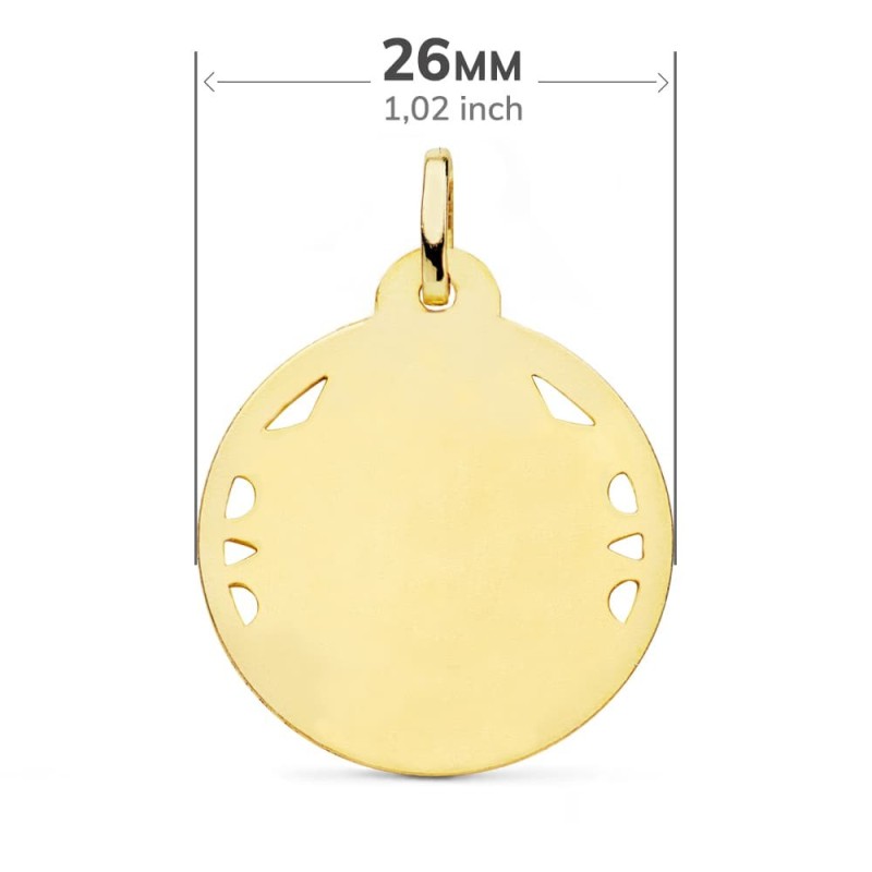 Medalla Oro Amarillo Virgen Del Carmen Calada Helice 26 Mm oro 18k