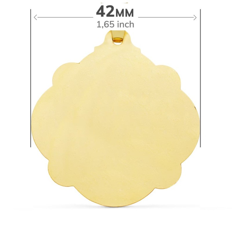 Medalla Oro Amarillo Virgen Del Carmen Pandereta 42 Mm oro 18k