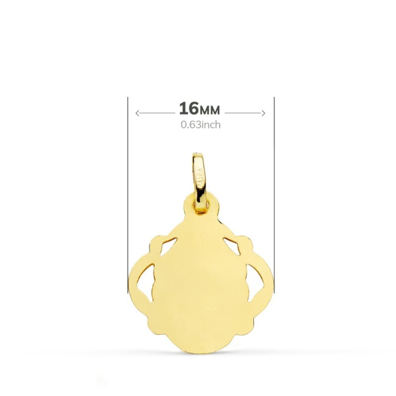 Medalla Oro Amarillo Virgen Del Carmen Pandereta Calada 16 Mm oro 18k