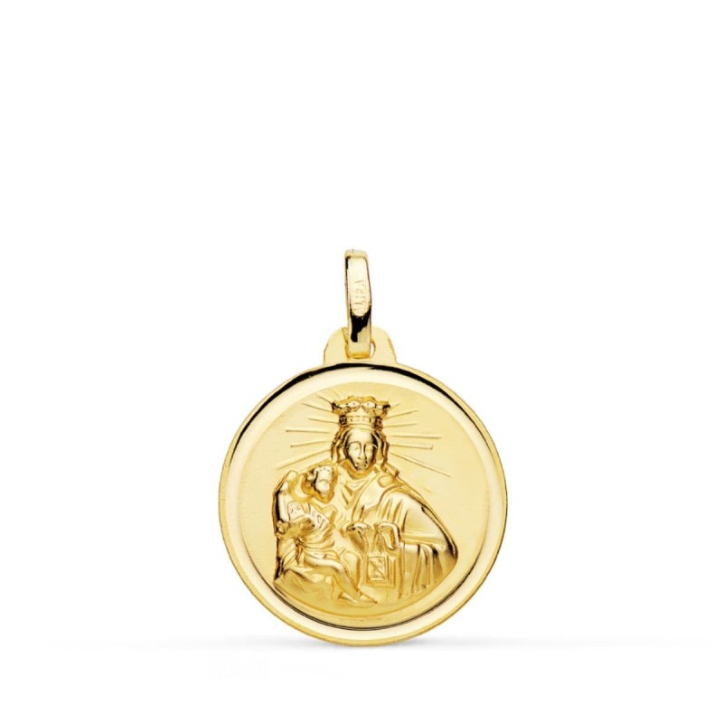 Medalla Oro Amarillo Virgen Maria Del Carmen Bisel 18 Mm oro 18k