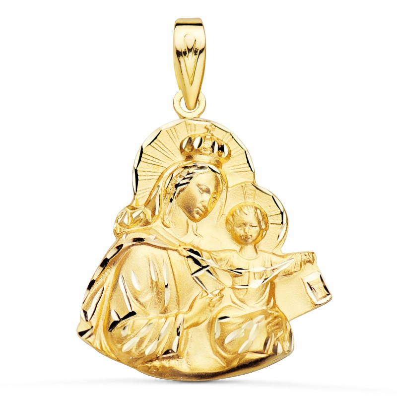 Medalla Oro Amarillo Virgen Del Carmen Silueta Tallada 25X23 Mm oro 18k