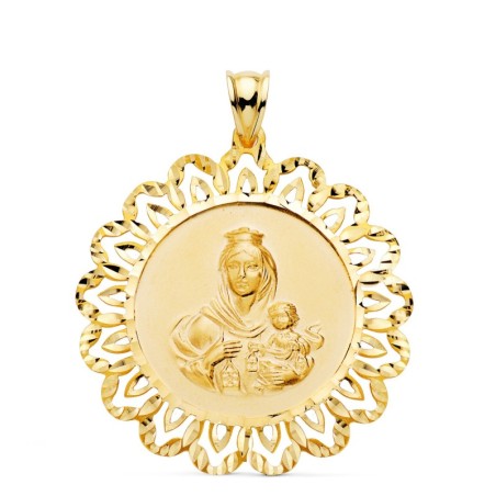Medalla Oro Amarillo Virgen Del Carmen Cerco Tallado 34X34 Mm oro 18k