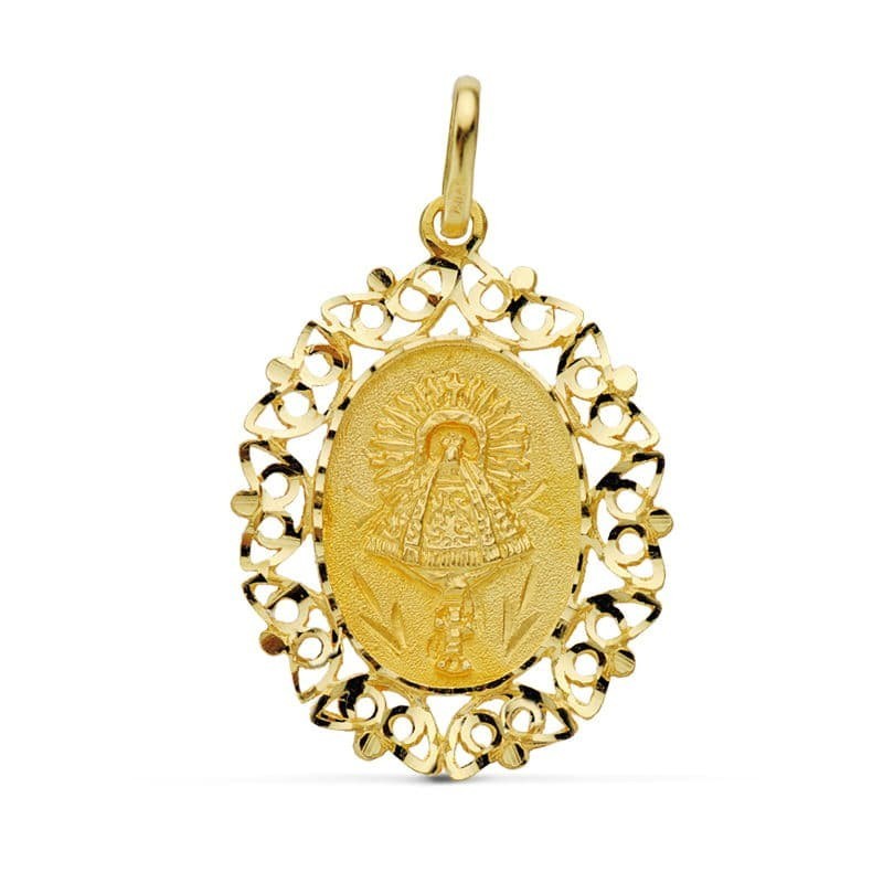 Medalla Oro Amarillo Virgen Del Pilar Orla 30X22 Mm oro 18k
