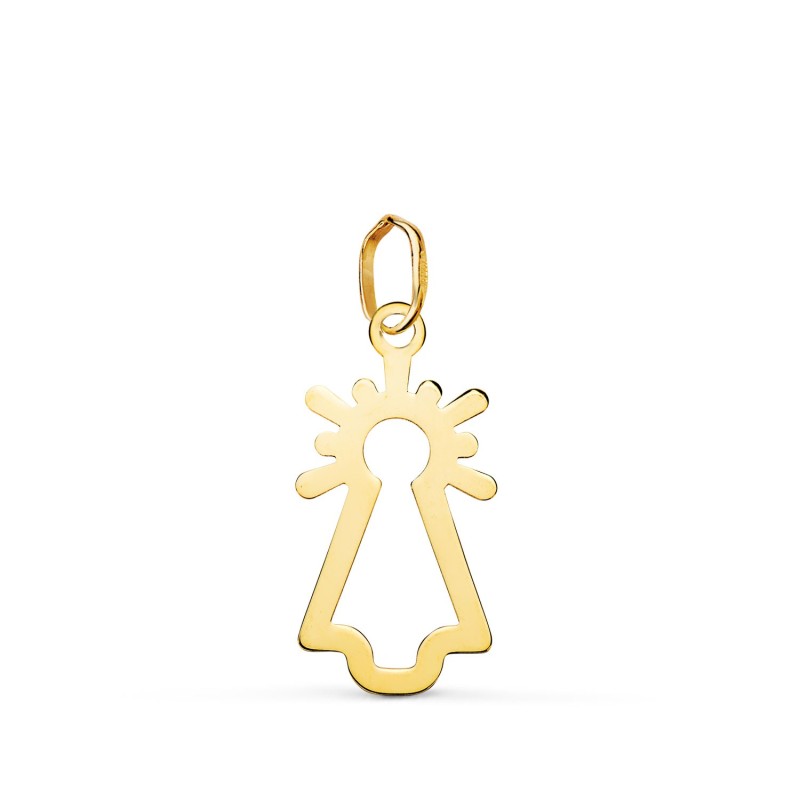 Colgante Oro Amarillo Virgen Del Pilar Silueta Brillo. Medida: 20X10 Mm oro 18k