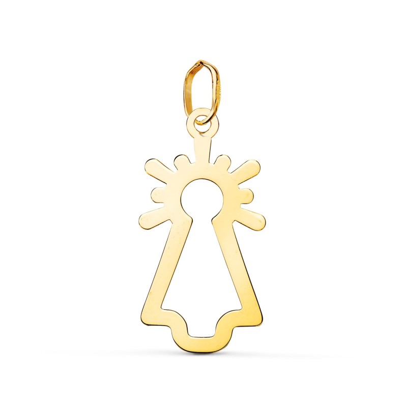 Colgante Oro Amarillo Virgen Del Pilar Silueta Brillo. Medida: 22X11 Mm oro 18k