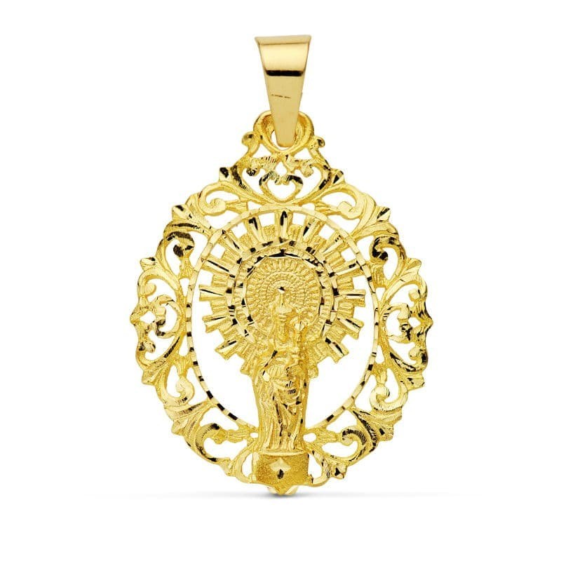Medalla Oro Amarillo Virgen Pilar Orla 39X30 Mm oro 18k