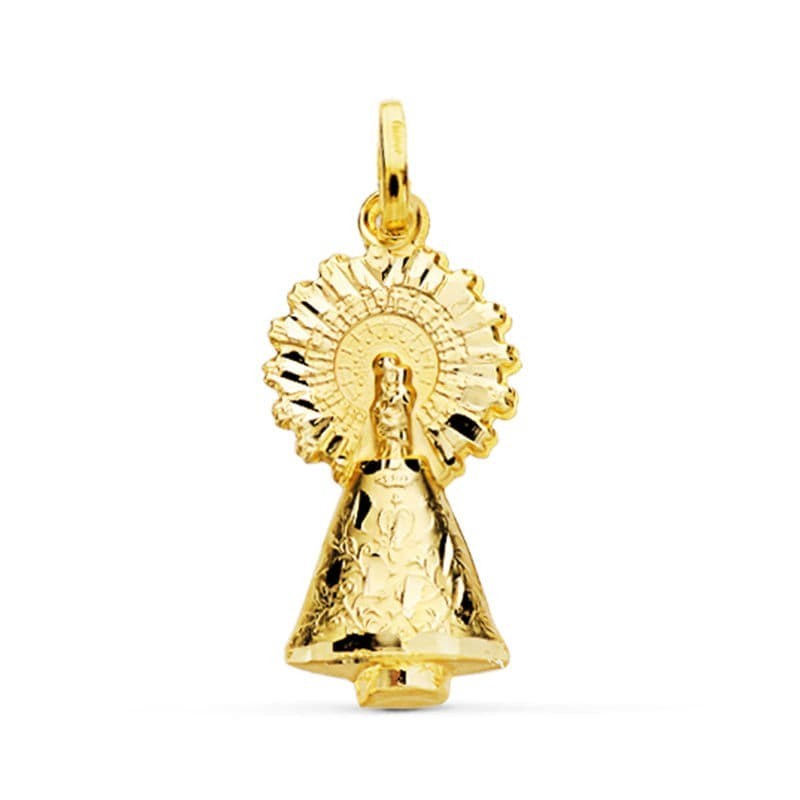 Medalla Oro Amarillo Virgen Del Pilar Silueta Tallada 26 Mm oro 18k