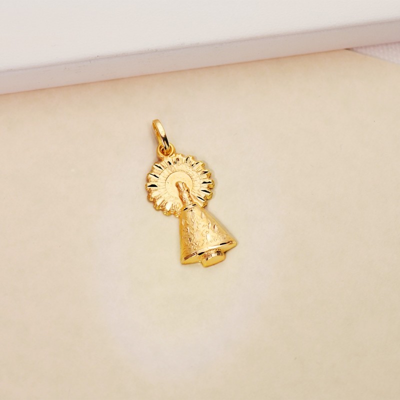 Medalla Oro Amarillo Virgen Del Pilar Silueta Tallada 26 Mm oro 18k