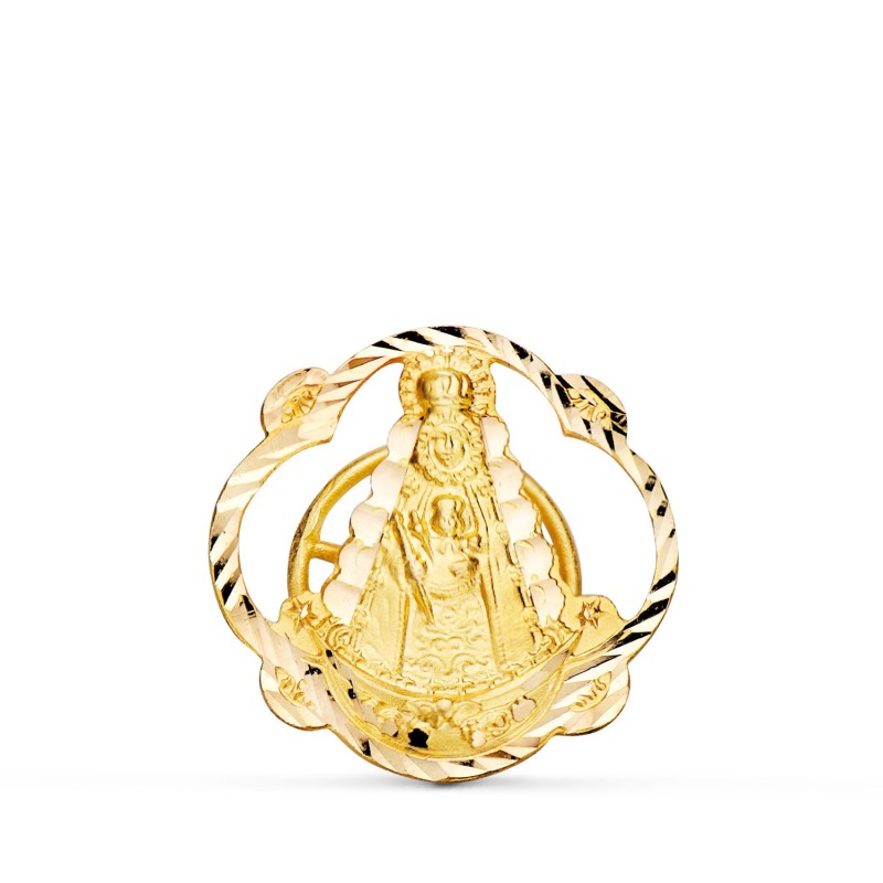 Insignia Solapa Oro Amarillo Virgen Del Rocio Tallada 20X20 Mm oro 18k