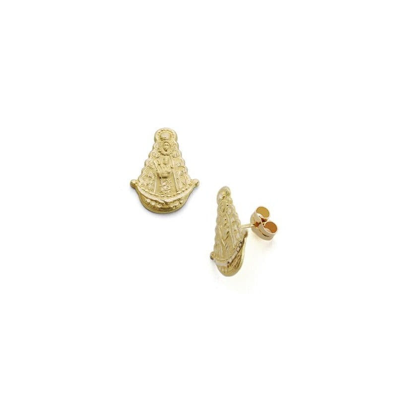 Pendientes Oro Amarillo Virgen Rocio Silueta 17X13 Mm Cierre Presion oro 18k