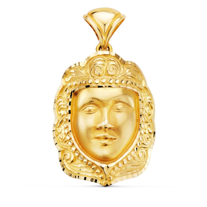Colgante Oro Amarillo Rostro Virgen Del Rocio 35X25 Mm oro 18k