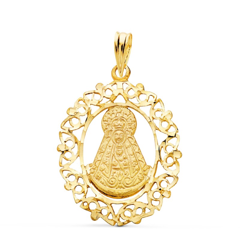 Medalla Oro Amarillo Virgen Del Rocio Cerco. Medida: 28 X 21 Mm oro 18k
