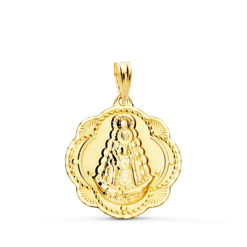 Medalla Oro Amarillo Virgen Del Rocio Pandereta 22 X 20 Mm oro 18k