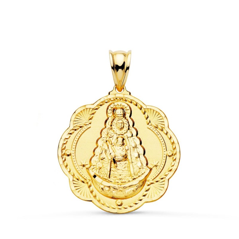 Medalla Oro Amarillo Virgen Del Rocio Pandereta 26X24 Mm oro 18k