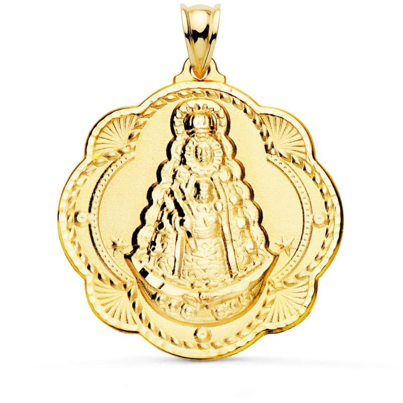 Medalla Oro Amarillo Virgen Del Rocio Pandereta 40X36 Mm oro 18k