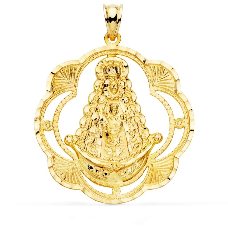 Medalla Oro Amarillo Virgen Del Rocio Pandereta 38X34 Mm oro 18k