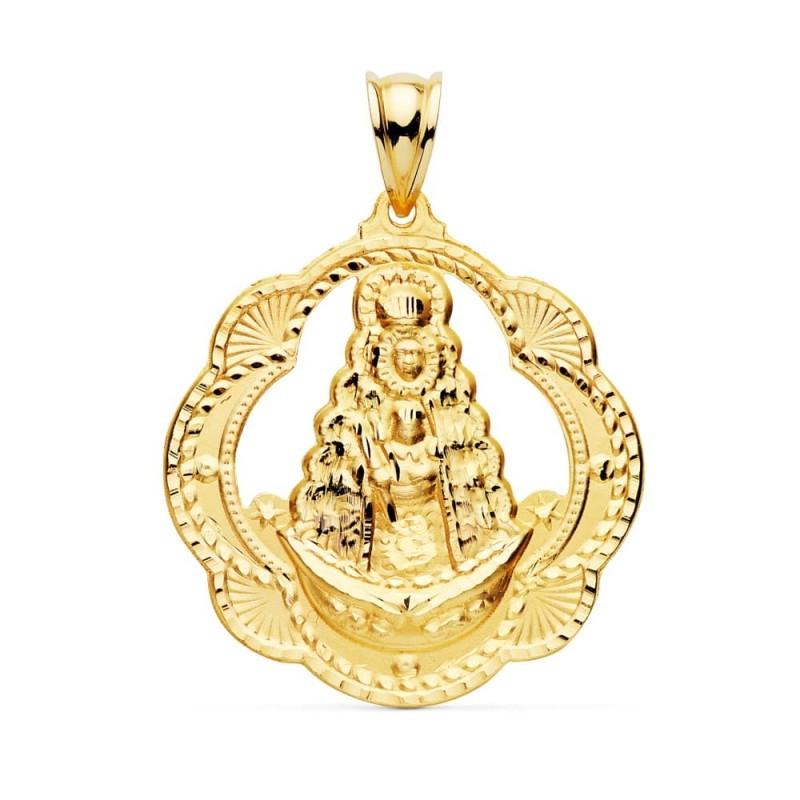 Medalla Oro Amarillo Virgen Del Rocio Pandereta 35X33 Mm oro 18k