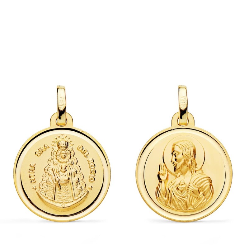 Medalla Oro Amarillo Escapulario Oro Amarillo Virgen Del Rocio Y Corazon Jesus 18 Mm oro 18k