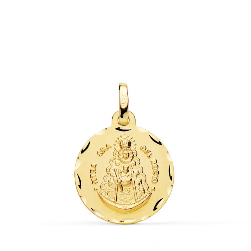 Medalla Oro Amarillo Virgen Del Rocio Tallada 18 Mm oro 18k