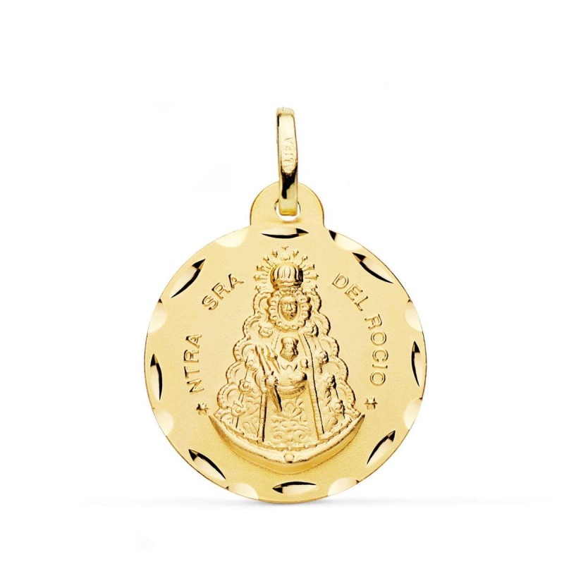 Medalla Oro Amarillo Virgen Del Rocio Tallada 24 Mm oro 18k