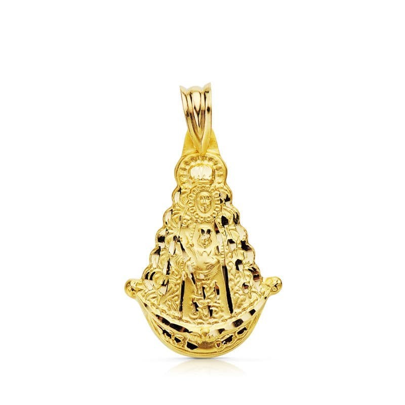 Medalla Oro Amarillo Virgen Del Rocio Silueta 30X20 Mm Tallada oro 18k