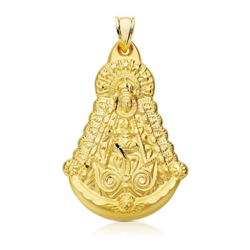 Medalla Oro Amarillo Virgen Del Rocio Silueta 40X30 Mm Tallada oro 18k