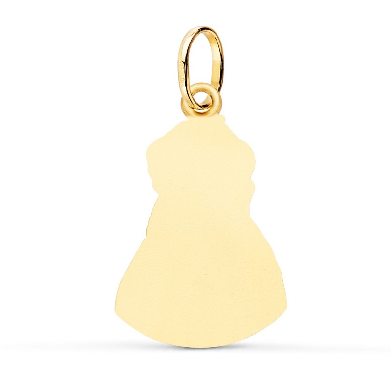 Medalla Oro Amarillo Virgen Del Rocio Pastora Tallada 28X18 Mm oro 18k