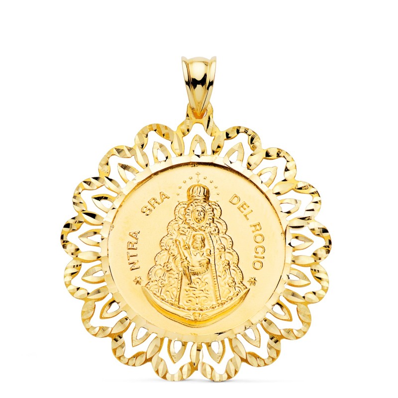 Medalla Oro Amarillo Virgen Rocio Cerco Tallado 34 X 34 Mm oro 18k