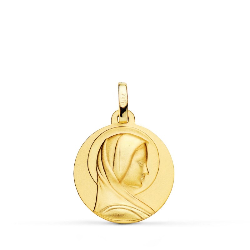 Medalla Oro Amarillo Maria Francesa Lisa Matizada 18 Mm oro 18k