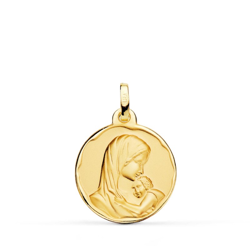 Medalla Oro Amarillo Virgen Madre Amor Maternal 18 Mm oro 18k