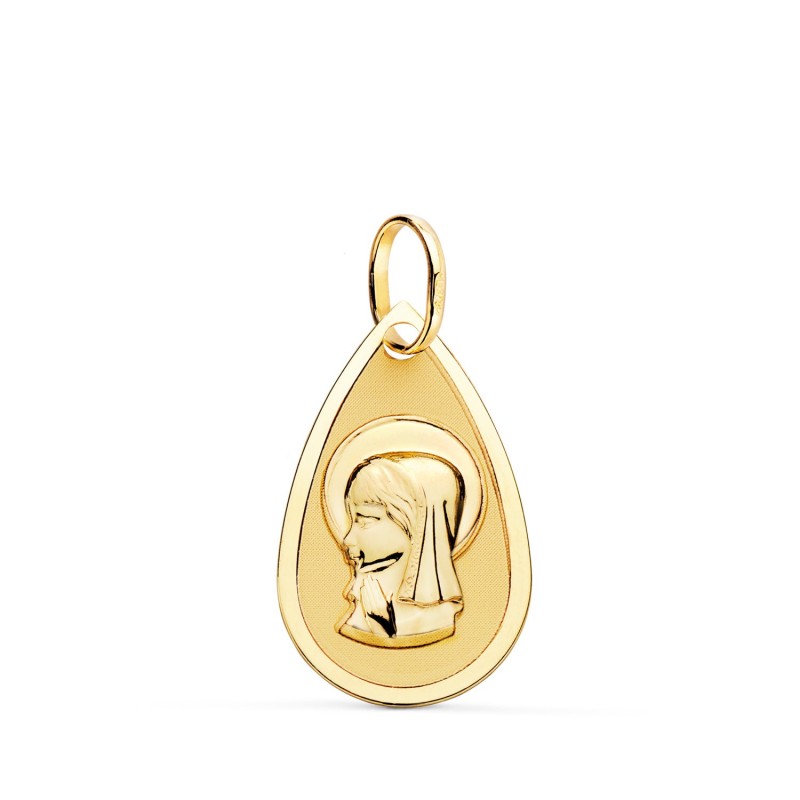 Medalla Oro Amarillo Virgen Niña Gota Tallada 19X11 Mm oro 18k