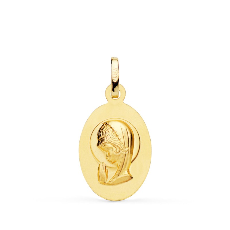 Medalla Oro Amarillo Virgen Niña Oval Matizada 19 X 12 Mm oro 18k
