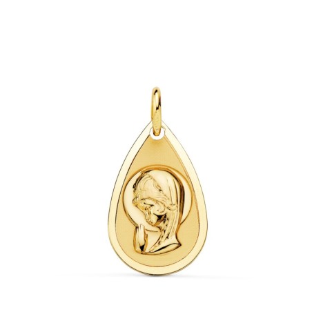 Medalla Oro Amarillo Virgen Niña Gota Tallada 19X11 Mm oro 18k
