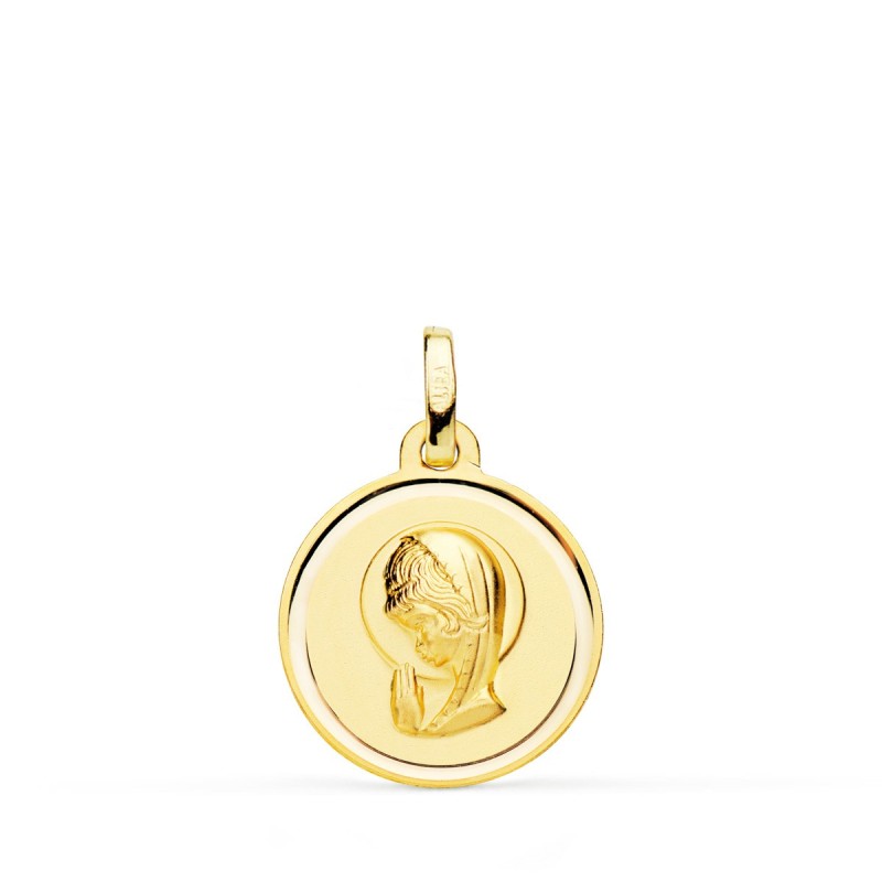 Medalla Oro Amarillo Virgen Niña Lisa 18 Mm oro 18k