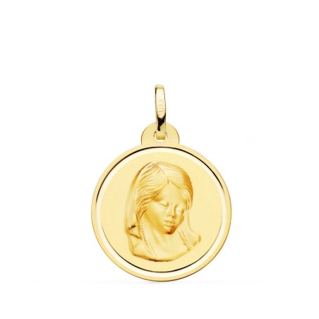 Medalla Oro Amarillo Virgen Niña Bisel 20 Mm oro 18k
