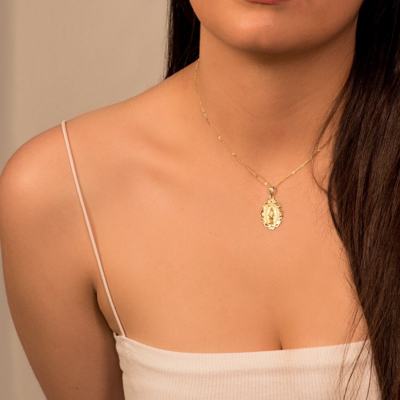 Medalla Oro Amarillo Virgen De La Milagrosa Cerco 23X16 Mm 1.15Gr oro 18k