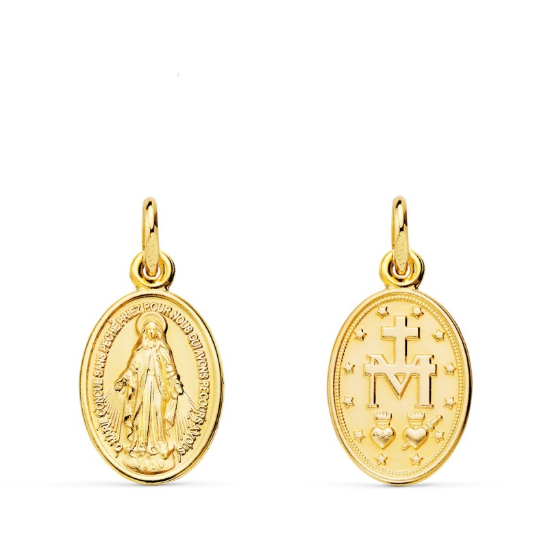 Medalla Oro Amarillo Virgen Milagrosa Oval 14 X 10 Mm oro 18k