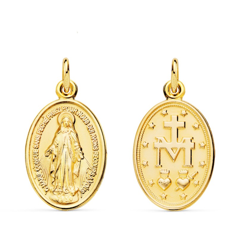 Medalla Oro Amarillo Virgen Milagrosa Oval 29 X 18 Mm oro 18k