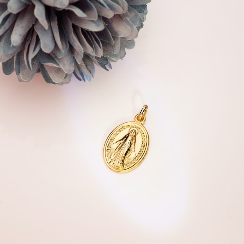 Medalla Oro Amarillo Virgen Milagrosa Oval 29 X 18 Mm oro 18k