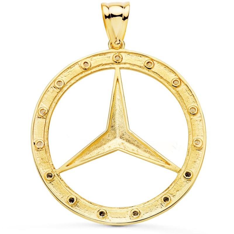 Medalla Oro Amarillo Estrella Con Cerco Y Circonita 35 Mm oro 18k