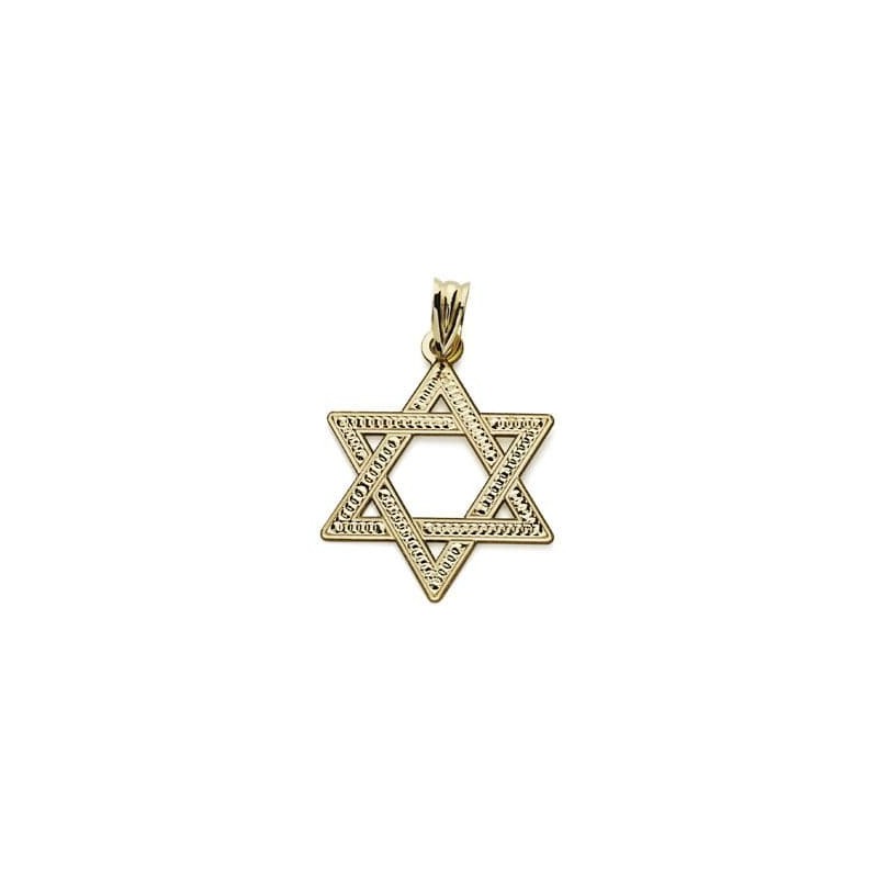 Colgante Oro Amarillo Estrella De David 22 Mm Tallada oro 18k
