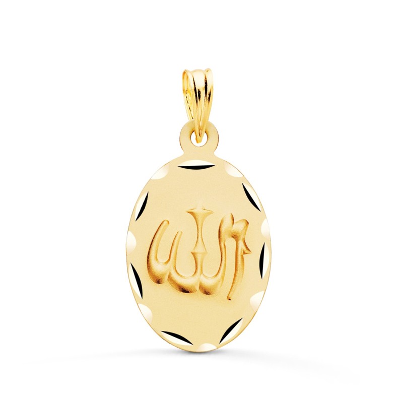 Medalla Oro Amarillo Ala Es Grande Oval Tallada Y Matizada 22X14 Mm oro 18k