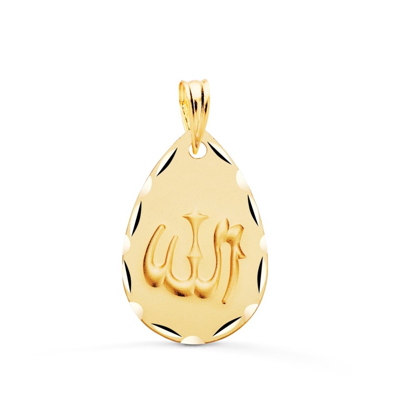 Medalla Oro Amarillo Ala Es Grande Oval Tallada Y Matizada 22X14 Mm oro 18k